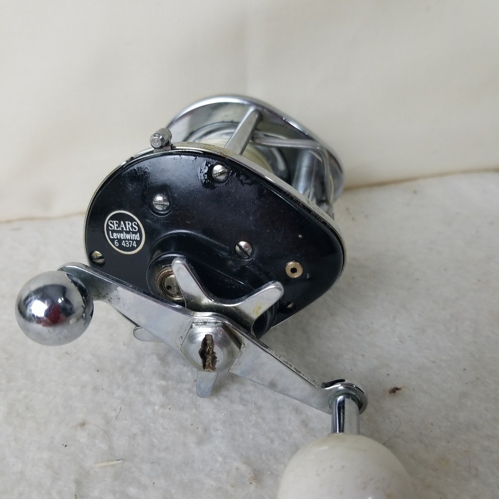 Sears Levelwind 6 4374 Fishing Reel Black Silver Good Vintage Level Wind - Picture 4 of 10